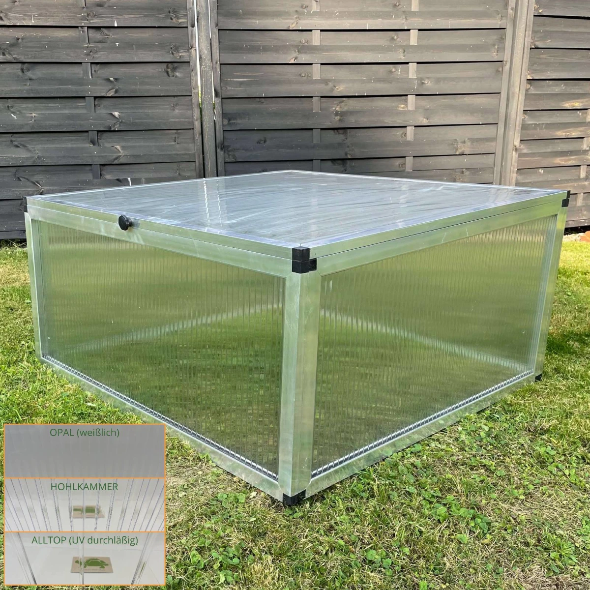 Frühbeet mit Pultdach 125 x 125 cm-geschlossen